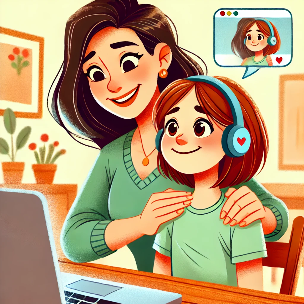 Mãe agradecendo pelo progresso da filha